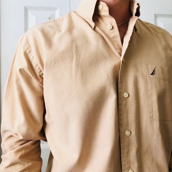 Nautica Tan Brown Vintage Oxford Shirt 15.5 32/33 - Picture 3 of 8